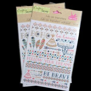 Crafter’s Square Boho Rub-On Transfers Set – Craft & DIY Decor Supplies